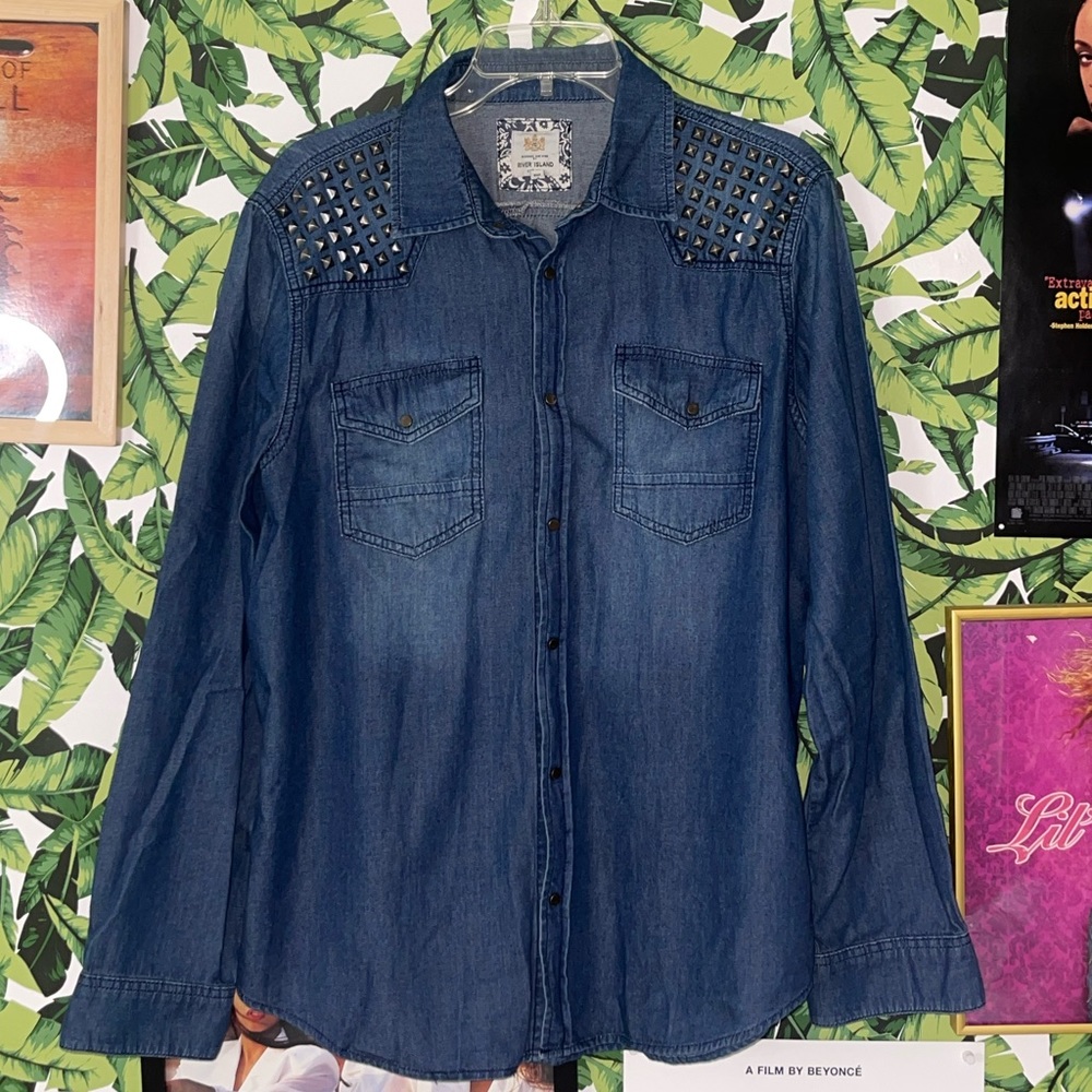 RIVER ISLAND Denim Studded Shirt